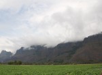 View of karst mountain with clouds near konglor Cave