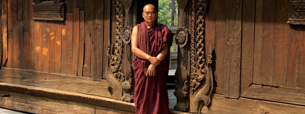 Monk at teak monastery at Inwa