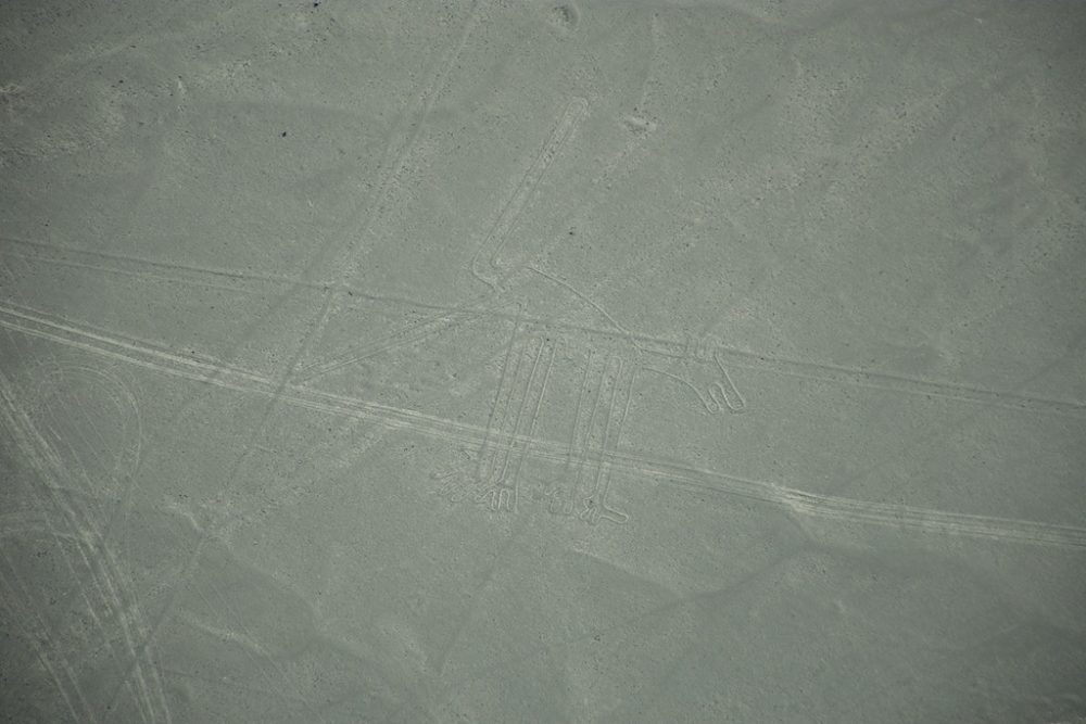 Nazca hond tekening vanuit het vliegtuig