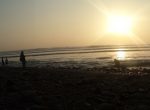 Ondergaande zon strand Huanchaco