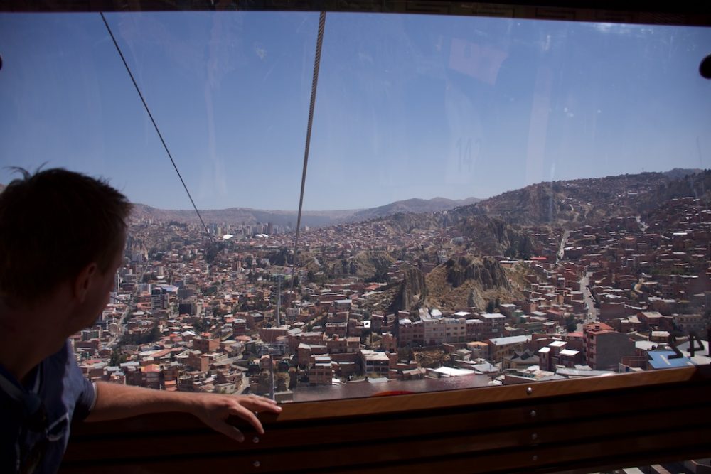 Uitzicht op La Paz vanuit de kabelbaan